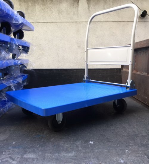 60*90公分淡藍色版塑鋼車-抗靜電輪