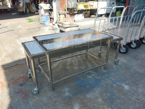 不鏽鋼製可拉式餐車(餐桌)
